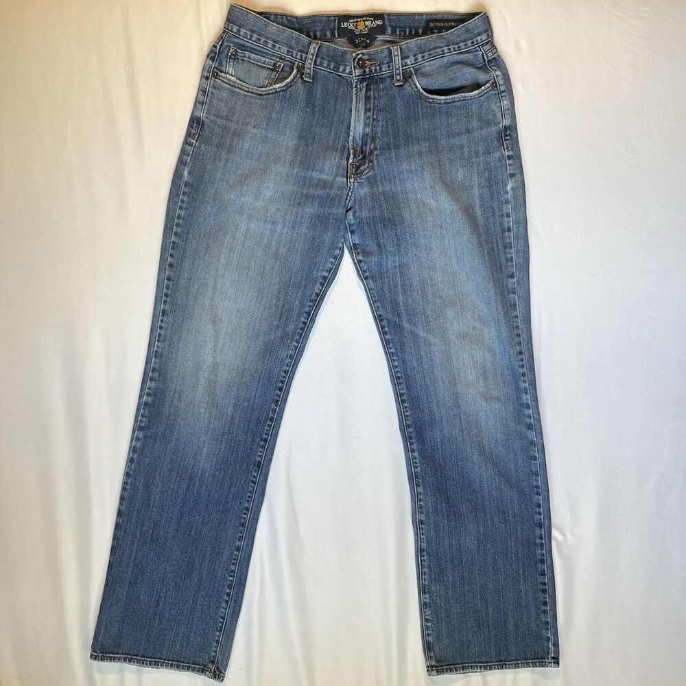 Lucky Brand 361 Vintage Straight Mens Jeans 32x33 (32x34) Medium Wash Blue Denim